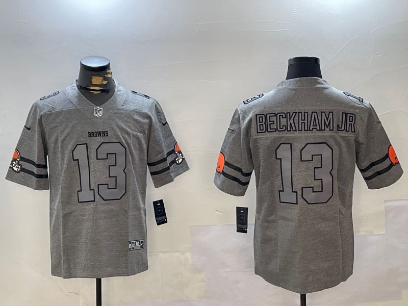 Men Cleveland Browns #13 Beckham jr Grey Throwback 2024 Nike Limited NFL Jersey style 6->cleveland browns->NFL Jersey